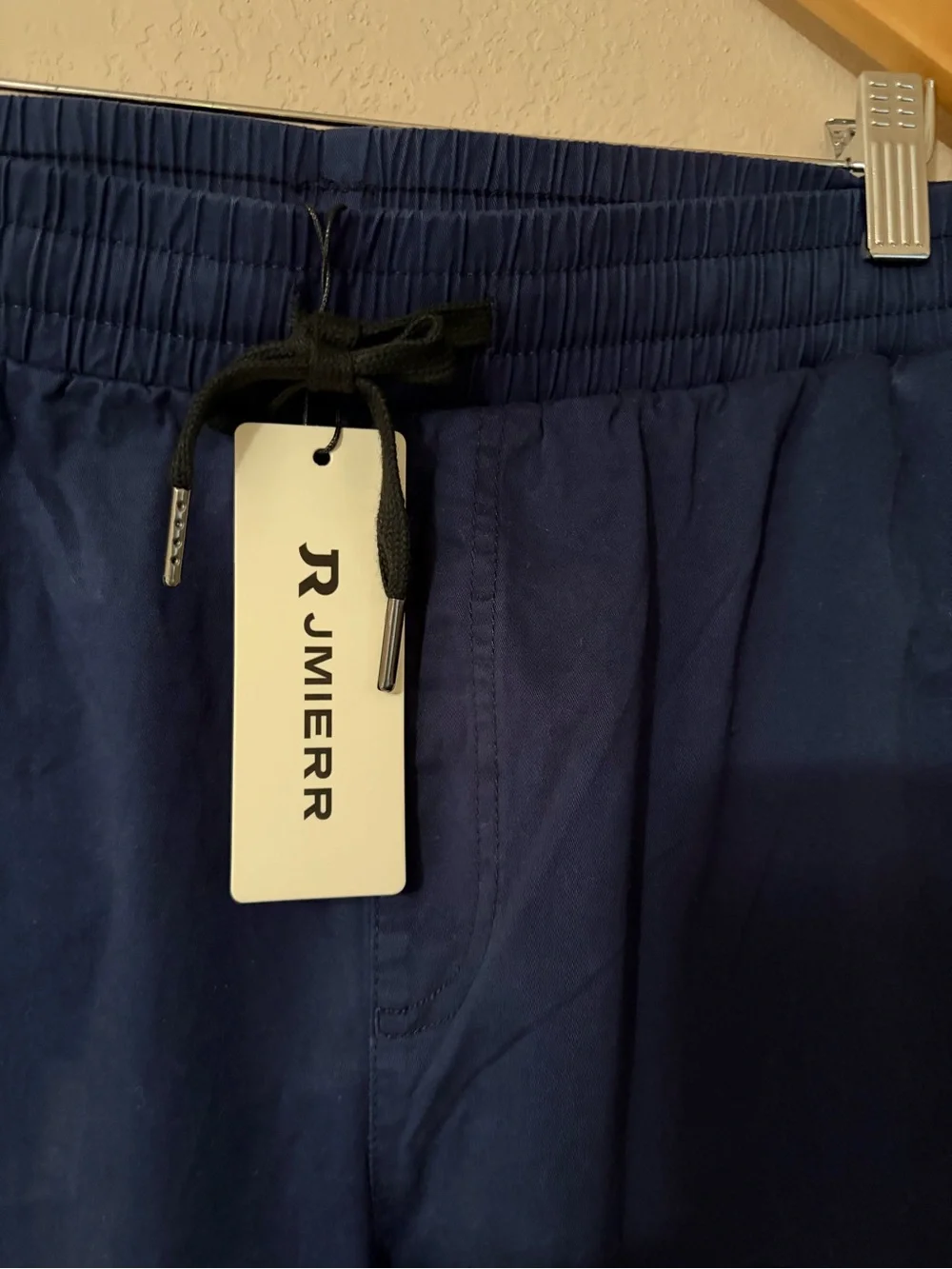 NWT JMIERR Men's Casual Drawstring Joggers Navy Blue Twill Pants‎ Size 2XL